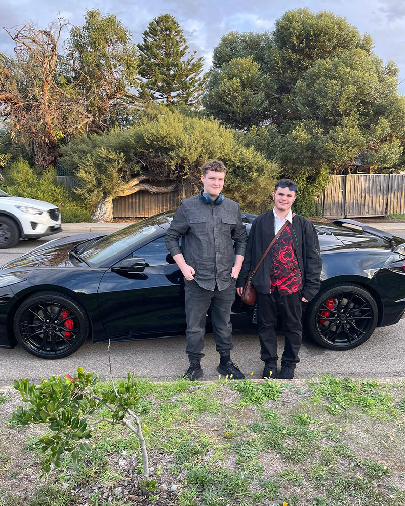 Two students arriving at their formal