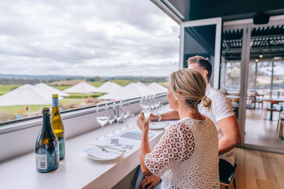 Window table lunch at The Lane Vineyard, Adelaide Hills